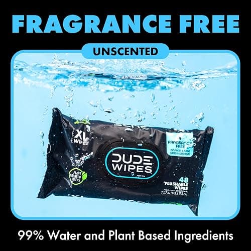 DUDE Wipes Flushable Wipes Variety sTOOL Kit Gift Set for Him - 9 Packs, 432 Total - Mint Chill, Shea Butter & Unscented - Sewer & Septic Safe thumbnail 7