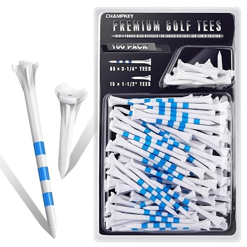 CHAHMPKEY Premium 3-Prong Plastic Golf Tees 3-1/4" 100 Pack - 40% Reduced Ball Contact with High Stability and Long Distance Performance Golf Tees Plastic - Image 1