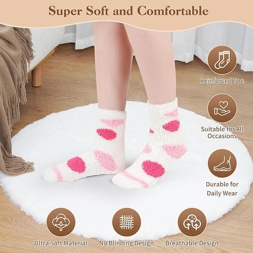 MARTIZA Womens Fuzzy Socks,6 Pairs Cozy Plush Fluffy Slipper Warm Soft Sleep Socks for Women Men Gifts thumbnail 4