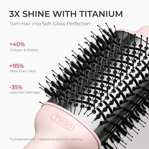 TYMO Hair Dryer Brush Blow Dryer Brush in One, 4 in 1 Ionic Hairdryer and Styler Volumizer with Oval Titanium Barrel, Hot Air Straightener for Smooth Frizz-Free Blowout, Pink, 2.85 Inch thumbnail 2