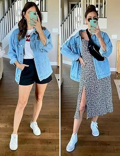 Omoone Oversized Denim Jacket - Denim Blue thumbnail 5