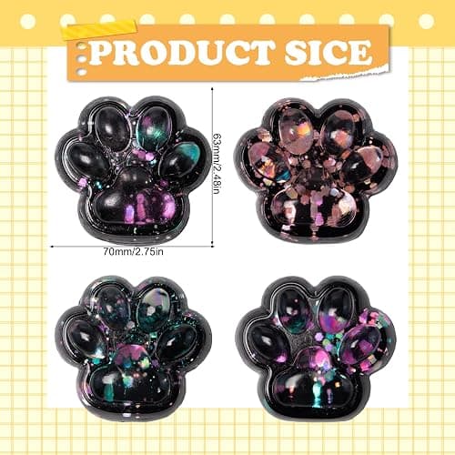 Pilikoll 4Pcs Cat Paw Taba Squishy Toy Dark Starry Sky Cat Paw Stress Relief Toy Tabas Squishy Toys Cat Paw Fufu Squishy Fidget Toys Taba Squishy Paw for Stress Relief Anxiety Relaxation,Random Style thumbnail 3