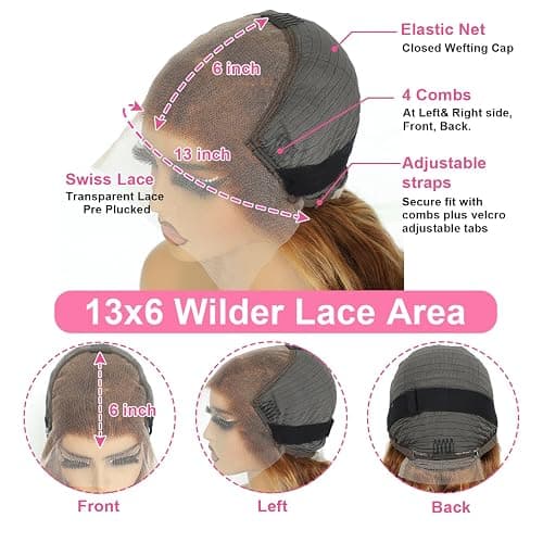 ZZMDS 28 Inch 13x6 Highlight Ombre Deep Wave Lace Front Wigs Human Hair Pre Plucked #4/27 Colored Glueless Wigs Water Wave Honey Blonde Curly Lace Frontal Wigs Human Hair for Women thumbnail 6