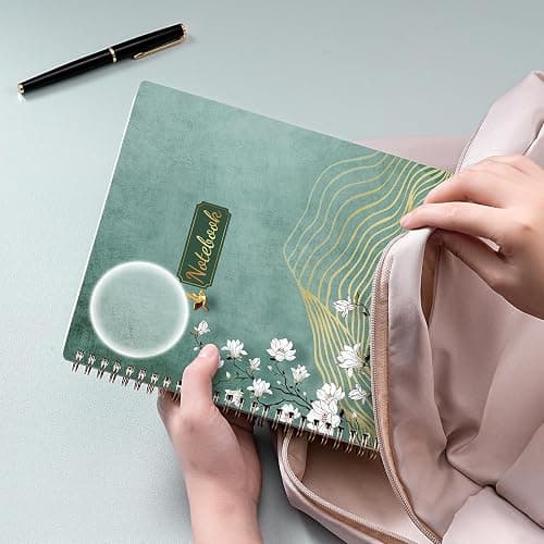 Spiral Notebook/Journal - Notebook, 8.5" x 11", Notebooks Journal for Work, 160 Pages, Journals for Women, Notebooks College Ruled Journals for Writing, with Premium Paper & Back Pocket, Moon Design - Floral thumbnail 8