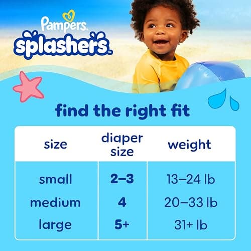 Pampers Swim Diapers - Splashers - Size 2-3, 20 Count, Gap-Free Disposable Baby Swimming Pants thumbnail 10