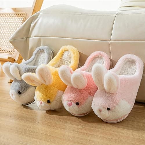 YILANLAN Women's Cute Bunny Animals Slippers Interesting Comfortable Furry Slippers Soft Plush Winter season Keep warm Home Slippers thumbnail 7
