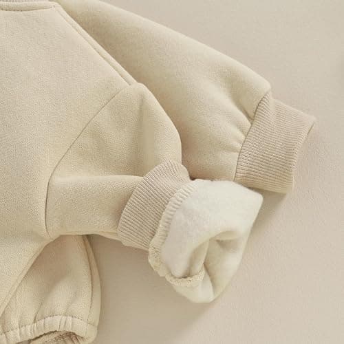 VISGOGO Newborn Infant Baby Boy Girls Oversized Romper Little Dude Sweater Onesie Coming Home Outfit Neutral Clothes - 0-3 Months - Hello World-beige thumbnail 6