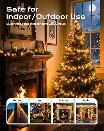 Brightown Clear Christmas String Lights, 3 Pack Each 100-Count 25ft Incandescent Bulb Mini Lights for Indoor Holiday Decor, Christmas Tree Garland Wedding Party Festival Decoration, White Wire thumbnail 6