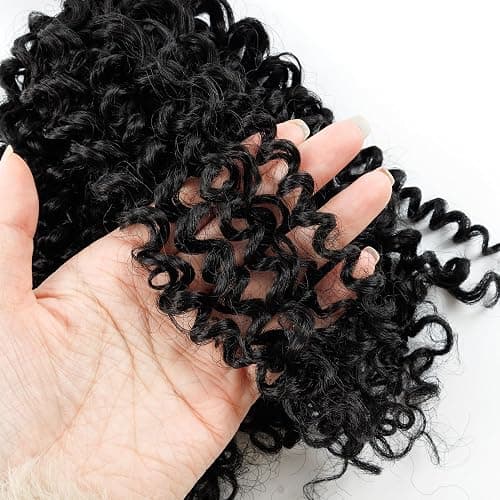 EV&ET Kinky Curly Bundles Quick Weave Synthetic Hair 16 18 20 Inches 3 Pieces/Pack Soft Heat Resistant Human Hair Sew in Extensions for Black Women Natural Black thumbnail 4