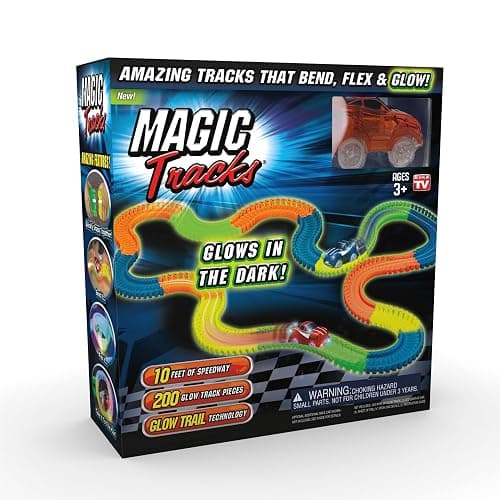 Ontel Magic Tracks 10 Foot Glow In The Dark Bendable Flexible Racetrack with LED Light-Up Race Car, Educational Playset Birthday Gift for Ages 3+ thumbnail 7