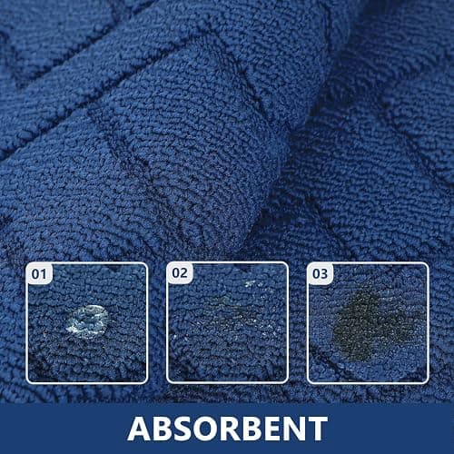 hicorfe Kitchen Rugs and Mats Sets,2 Pieces Super Absorbent Polypropylene Non-Slip Rug,Soft Comfort Floor Mat,Washable for Kitchen,Hallway,Office,Sink,Laundry(20" x 32"+20" x 48",Navy Blue) thumbnail 4