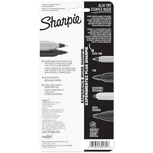 Sharpie Twin Tip Permanent Markers, Fine and Ultra Fine, Black, 4 Count thumbnail 7