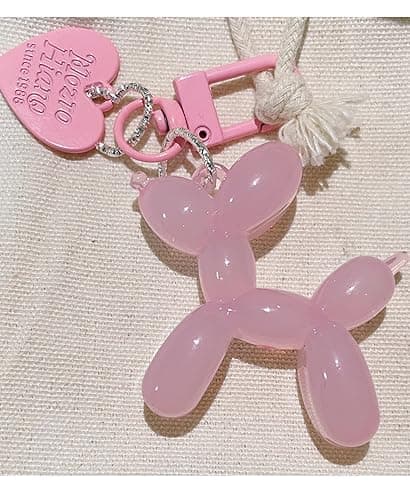 LAEKOU Jelly Balloon Dog Design Keychain for Women, Cute Girls Key Chain, Bag Charms Accessories for Car Purse Backpack - Light Pink thumbnail 3