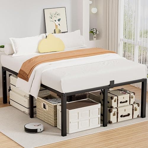 24 Inch High Full Bed Frame with Under-Bed Storage Space, Heavy Duty Metal Tall Platform Bed Frame Full Size, 3500 LBS Sturdy Steel Support, No Box Spring Needed, Noise Free, Easy Assembly, Black - Image 1