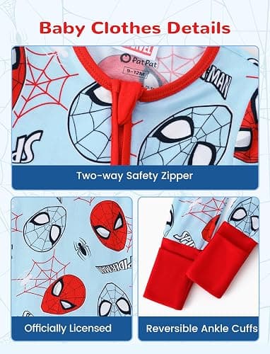 Disney Princess Stitch Marvel Baby Viscose Made from Bamboo Long Sleeve Footie Romper Zipper Sleep Outfit Newborn to Infant thumbnail 7