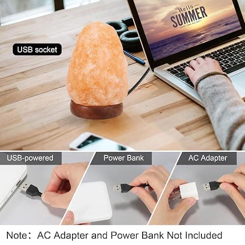 Wrcevtor Natural Salt Rock Night Lamp with 7 Colors Changing, Mini Small Crystal Salt Lamp for Home Decor and Gift - Natural Shaped, Premium Wood Base thumbnail 4