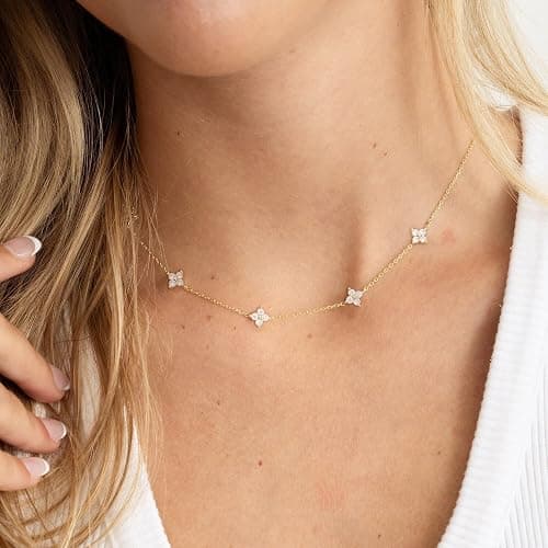 CUEZIY Dainty Necklaces for Women Cute Station Choker Necklace Cubic Zirconia Simulated Diamond Necklace Simple Layering CZ Necklace Trendy Jewelry Gifts thumbnail 2