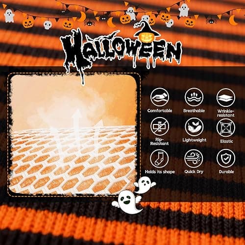 Zando Halloween Striped Women Thigh High Socks Fingerless Gloves Arm Warmers Thigh Highs Over the Knee Socks Leg Warmers thumbnail 4