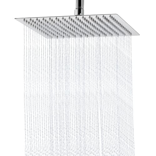 Aiscsc Rain Shower Head - 10 Inch High Pressure Shower Heads 304 Stainless Steel Ultra Thin Square Showerhead Pressure Boosting Design, Ceiling or Wall Mount - Image 1
