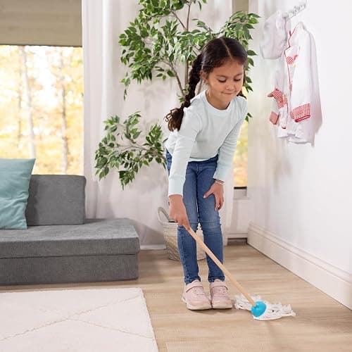 Melissa & Doug Dust Sweep Mop 6-Piece Wooden Cleaning Toy Set | 6 Pcs, Cleaning Pretend Play, Wooden Broom, Mop, Duster, Dustpan, Brush, Toy Storage Stand, Preschool Toys for Kids, Ages 3+ thumbnail 2