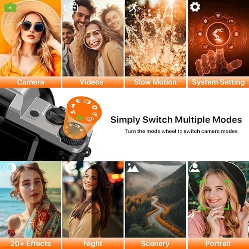 4K Digital Camera for Photography 64MP WiFi Vlogging Camera for YouTube Autofocus 3" 180° Flip Screen 16X Zoom Compact Travel Cameras with Anti-Shake, SD Card, 2 Batteries & Battery Charger thumbnail 7