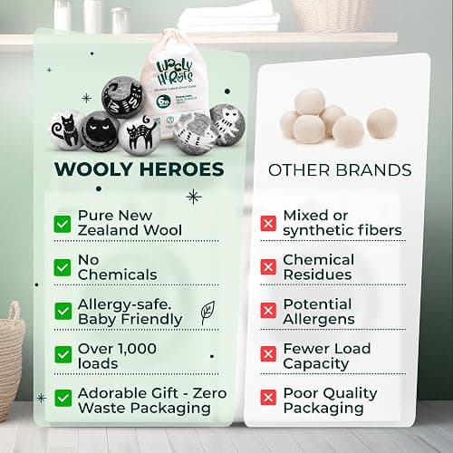 No More Dryer Sheets! XL Wool Dryer Balls 6-Pack, Reusable Laundry Softener & Static Reducer, Eco-Friendly, Long-Lasting, Safe for Sensitive Skin thumbnail 7