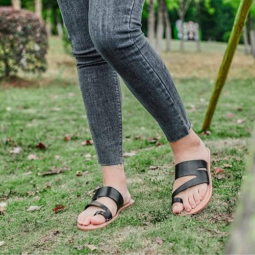 Luoika Women's Wide Width Flat Sandals, Flip Flop Slides Sandal Casual Strapy Sandal Slip on Summer Beach Shoes for Women. thumbnail 3