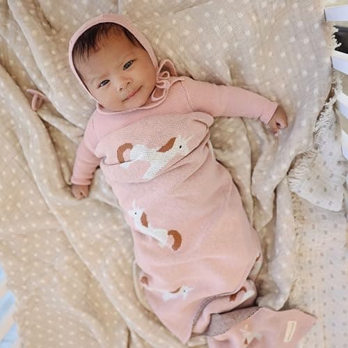 Bleu La La Baby Swaddle Blanket for Girls 100% Cotton Buttery Soft Cozy Receiving Swaddle Crib Stroller Blanket for Shower Gift Registry for Newborns, Infants, Toddlers (Unicorn - Pink) thumbnail 4