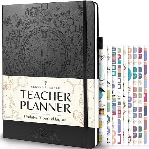 Legend Teacher Planner – Undated Lesson Plan Book for Teachers with Weekly & Monthly Calendars - Classroom Organization & School Year Planner – 8.5”x11.5” Hardcover (Black Debossed) - Image 1