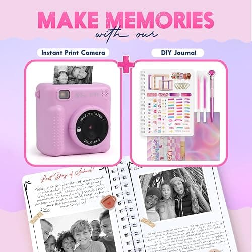 FINcredible Photomaker Kit - Instant Print Camera for Kids Plus DIY Journal Kit for Girls - 150 Pcs Tween Journal & Camera for Girls - 6 7 8 9 10 11 12 13 14 Year Old Girl (Lilac) thumbnail 7