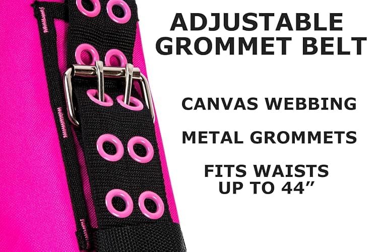 The Orignal Pink Box 2-Pouch 10-Pocket Canvas Tool Belt with Hammer Loop, and Adjustable Waist, Pink thumbnail 5