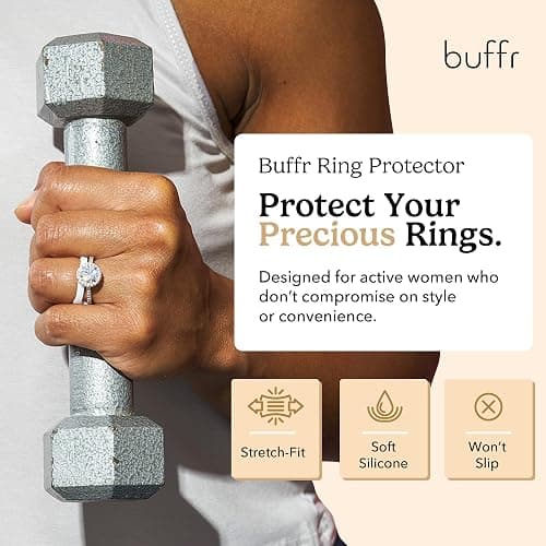 BUFFR Silicone Ring Protector for Working Out – Wedding Band Guard for Gym & Fitness – Secure, Non-Slip Rubber Ring Cover for Women thumbnail 2