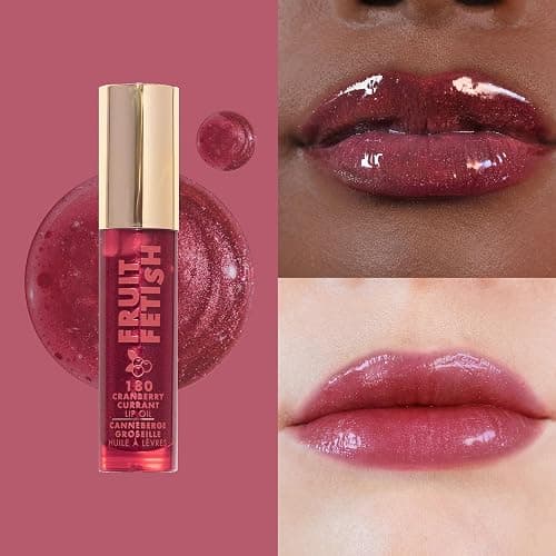 Milani Fruit Fetish Lip Oil, Tinted Lip Gloss & Hydrating Lip Oil Treatment, Moisturizing Non Sticky Clear Shine, High Shine Lip Balm for Dry Lips with Vitamin E, Cranberry Currant, 0.14 oz thumbnail 3