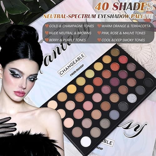 UCANBE Professional Neutral Smokey Eyeshadow Makeup Palette, Matte Shimmer Metallic Black Grey Dark Goth Eye Shadows for Halloween, Pigmented Warm Smoky Naked Nude Rosy Gold Brown Pallet Make Up Kit thumbnail 2
