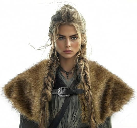 Viking Fur Shawl Collar Medieval Faux Fur Mantle Shoulder Wrap for Women Viking Costume Accessory - Image 1