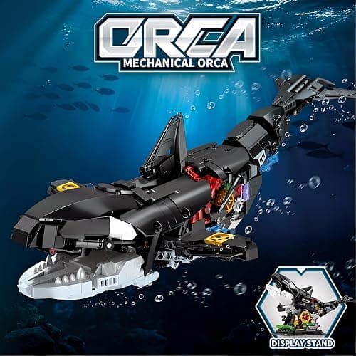 hhohio Mechanical Killer Whale Building Set, 1092 PCS Movable Ocean Animal Building Toys with Display Stand, Home Decor Gift for Adults Teens Kids Boys Ages 6+ thumbnail 4