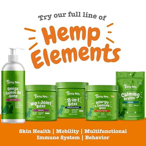 Zesty Paws Salmon Omega Oil Hemp for Dogs and Cats with Wild Alaskan Salmon Oil Omega 3 and 6 Fatty Acids with EPA DHA for Pets Supports Normal Skin Moisture and Immune System Function 16oz thumbnail 6