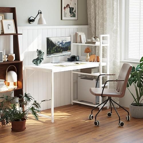 CubiCubi Computer Desk 40 inch with Storage Shelves Study Writing Table for Home Office,Modern Simple Style, White thumbnail 2