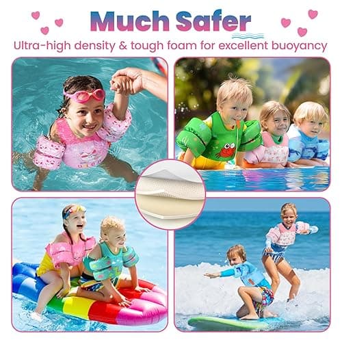 HeySplash Swim Vest for Kids, Toddler Pool Floaties Fit 20-50/70 Lbs, Children Swimming Vest with Adjustable Strap, Swim Jacket Water Wing Arm Float, Puddle Sea Beach Boat Jumper Boy Girl Baby - for kids 22-70 lbs - B Pink Whale thumbnail 8