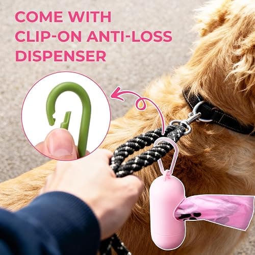 Dyforce 600 Count Dog Poop Bags Rolls with Dispenser Pink | Scented Leak Proof Pet Waste Poop Bags for Dogs 13x9", Extra Thick and Large Doggy Cat Litter Bags for Poops with Holder thumbnail 7