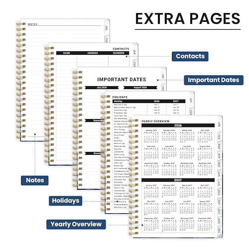 2026 Planner, Weekly and Monthly Planner for Women, January 2026 - December 2026, Hardcover 2026 Calendar Planner Book with Tabs, Inner Pocket, Spiral Bound, Perfect for Office Home School Supplies - A5 (6.3" x 8.5"), Hill thumbnail 6