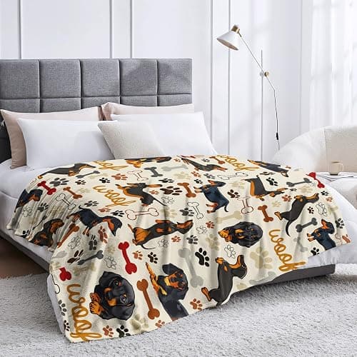 Dachshund Blanket Gifts for Wiener Dog Lovers Soft Flannel Dachshund Throw Blanket Birthday Stuff Gifts Decor for Kids Adults 50"X40" thumbnail 6