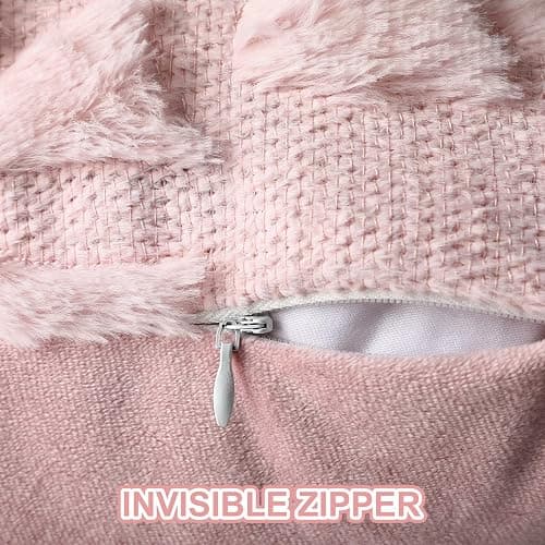Mixweer Bow Pillow Covers Set of 2 Coquette Room Decor Cute Faux Fur Soft Coquette Bowknot Preppy Stuff Fluffy Plush Aesthetic Pillow Covers for Bed Sofa Couch(18 x 18 Inch,Pink) - Pink - 18" x 18" (Pack of 2) thumbnail 4