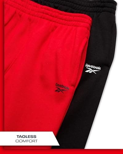 Reebok Boys Sweatpants - 2 Pack Performance Fleece Boys Joggers Athletic Pants with Elastic Waistband for Toddlers and Kids thumbnail 3
