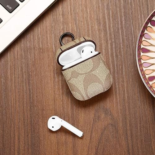 SMAIGE Design for Airpods 1&2 Case,Luxury Stylish PU Leather Airpods Case with Carabiner Anti-Slip Scratch Resistant Drop Proof Full Cover for Airpods Accessories Gifts for Women Girls thumbnail 7