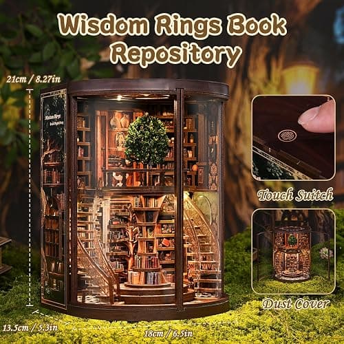 Book Nook，DIY Miniature Book Nook Kit for Adults and Teens，3D Wooden Tiny House for Family and Friends，Bookshelf Dollhouse Decor in Halloween/Christmas thumbnail 3