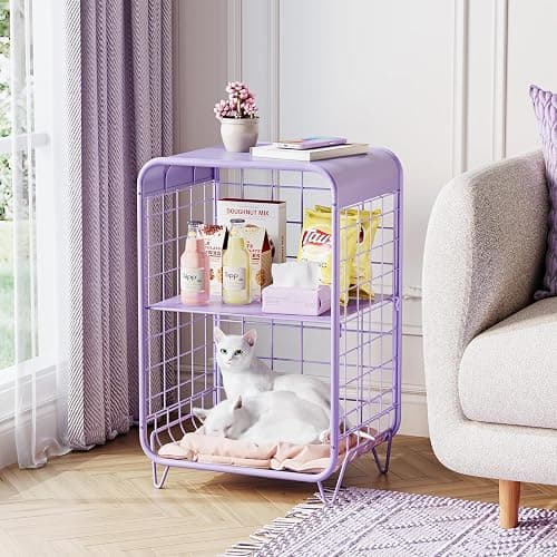 APEXCHASER Cute Kids Nightstand,Metal Side Table,3 Tier End Table with Storage,Vintage Bedside Table,Girls Bedroom Furniture,Coffee Table for Living Room,Bedroom,Dorm,Purple thumbnail 5