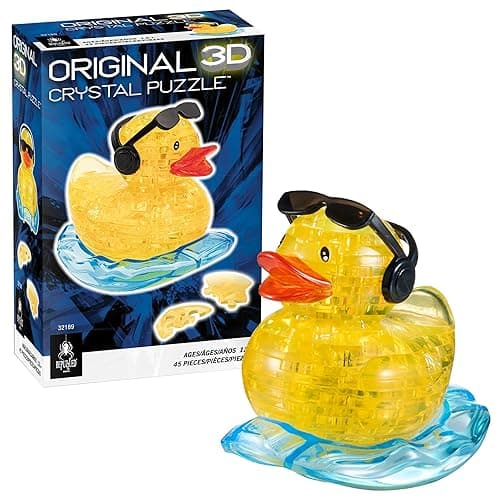 BePuzzled Yellow Rock'n Duck Standard Original 3D Crystal Puzzle, Perfect for Puzzlers Ages 12 and Up, Challenging to Complete and Beautiful to Display, Collect Them All