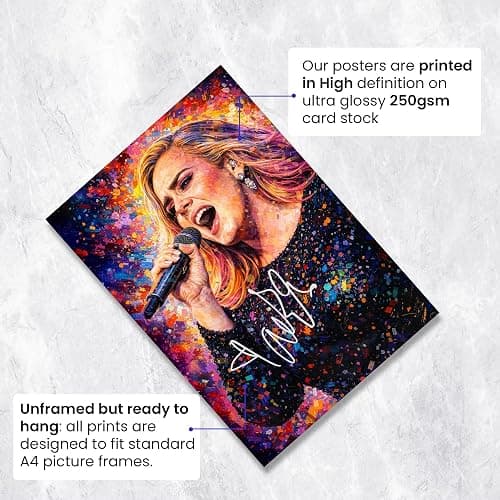 Adele Signed Poster Print - Limited Edition Autograph Fan Gift – Collectible Memorabilia Art Style Wall Art Merchandise (A4 Unframed) thumbnail 3