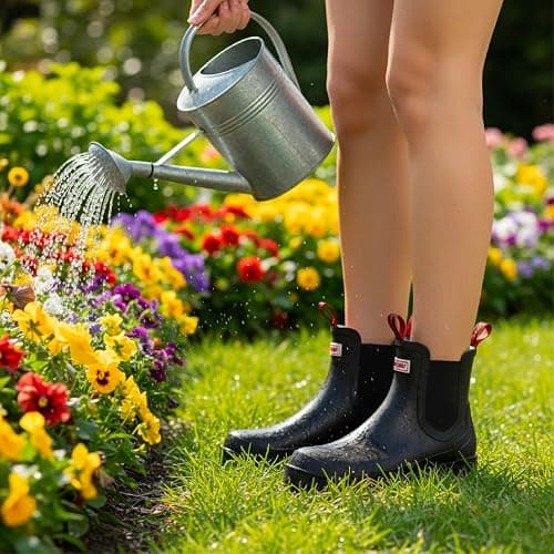SUREWAY Women's Short Ankle Rain Boots,Waterproof Rubber Garden Shoes,Slip Resistant Chelsea Rain Boots For Ladies thumbnail 2
